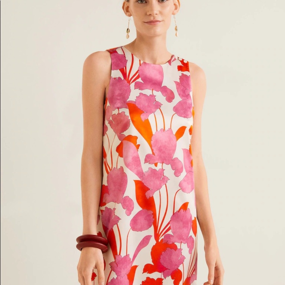 MANGO shift dress, US sz 6, abstract floral print